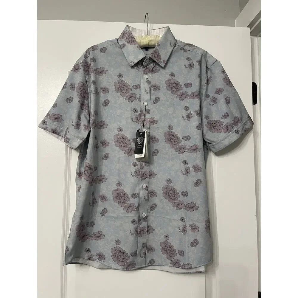 NWT Vince Camuto Men’s Floral Short Sleeve Button Down Shirt Sz L Style 2.0